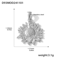 Colgante de girasol de acero inoxidable plateado con chapado en oro de 18K al vacío - Colgante Girasol Color Acero