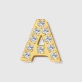 Sparkling gold micro-pave letter A charm with clear zircons for DIY jewelry - Letter A / Gold