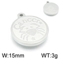 Colgante Cáncer de acero inoxidable plateado con grabado y diámetro de 15 mm - Cáncer / Color Acero