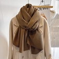 Thick brushed scarf in dark brown with pleated texture for autumn winter styling - Coffee