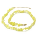 Handmade necklace with irregular yellow cat-eye stone chips and golden clasp - Yellow (KN226657-Z)