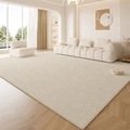 Alfombra rectangular color crema impermeable sobre suelo de madera en el salón - 120×160cm / Blanco Laurel
