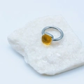 Square amber zircon ring with irregular silver band on a white crystal stone - Silver Base: Nov-Golden Yellow
