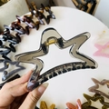 Pinza per capelli a stella in grigio traslucido con finitura in resina di alta qualità - 11cm / Nero trasparente