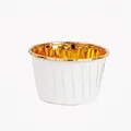 Witte en gouden cupcake vormpjes met gerolde rand van aluminiumfolie - 50 Stuks/Verpakking / Wit Goud
