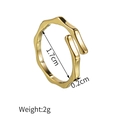 Bague ouverte dorée en acier inoxydable style bambou avec diamètre de 1,7 cm - Style en Forme de Bambou (R665-02)