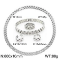 Parure de bijoux hip hop en acier inoxydable argenté avec chaîne de montre 10mm - Argent (KS221423-KFC)