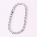 Silver bracelet featuring full square clear zircons and a secure folding clasp - Silver Bracelet