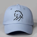 Light blue cotton baseball cap featuring minimalist Albert Einstein embroidery on front - One Size / Sky Blue