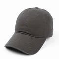 Close-up of dark grey washed cotton baseball cap showing twill texture and stitching - Adjustable / Dark Gray