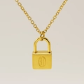 Collier pendentif cadenas doré avec gravure lettre H sur chaîne à maillons O - Style Lettre O