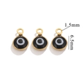 6mm gold-plated stainless steel evil eye pendant charms with black and white enamel - Single Hole / Gold-Black