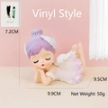 Lying ballerina angel car ornament with pink hair and white wings made of vinyl - 14A Pink Purple Lying Style (14A)