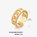 Adjustable 18K gold plated stainless steel Cuban link ring with 1.7cm diameter - Cuban Link Style (ZN155) / Gold