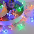 Multicolor LED butterfly string lights with transparent textured wings for holiday decor - Transparent Butterfly [Colorful Light]-2 AA Battery Box 1.5M 10 LEDs Steady On