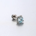 Silver dragon claw ear stud with light blue zircon and secure screw back design - 6mm Light Sea Blue Dragon Claw Style (A57-3#)