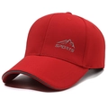 Casquette de baseball rouge sport avec logo montagne gris et bordure contrastée - Réglable / Rouge