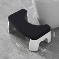 Sgabello per WC antiscivolo ispessito in bianco e nero con dimensioni 42x25x17cm - Texture Similpelle Nero