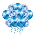 Blue metallic happy birthday latex balloons and clear confetti balloons set - Metallic Blue