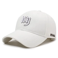 Cappellino da baseball bianco con ricamo NY 3D e visiera curva in tela di cotone - Regolabile / Bianco