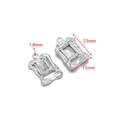 Ciondolo rettangolare argento vintage con zircone e dimensioni per gioielli DIY - Ciondolo Svuotato Pietra Preziosa Bianca Colore Acciaio 15*23mm (5 pezzi/confezione)