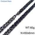 Collier maille byzantine noir oxydé pour hommes en acier inoxydable durable - Noir Oxydé 6mm / 45cm