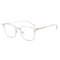 Chic semi-rimless glasses with transparent browline and silver metal frame for men and women - Transparent Frame