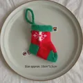 Mini knitted Christmas stocking pendant in red and green with white snowflake pattern - Red Green Snowflake Small Sock