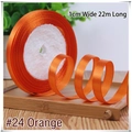 1cm wide orange satin ribbon 22m long for gift wrapping and DIY crafts hair accessories - 24# Orange