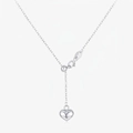 Collar en Y minimalista de plata de ley S925 con colgante de corazón pulido en fondo blanco - Plata 925 / Plata de ley 925