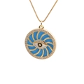 Golden Evil Eye pendant necklace with blue enamel and sparkling crystal accents - Light Blue