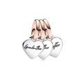 Three-piece silver heart pendant set for Mother Grandmother Daughter in rose gold hoops - Three Generations Family Heart Pendant (PCT1175)