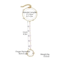 Catena da mano boho dorata con perle bianche e misure dettagliate della taglia - Catena di Perle Artificiali (S2406-1)