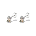 S925 sterling silver stud earrings set with purple, green, and champagne colored zircons - Style 1 Platinum