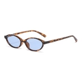 Oval leopard print sunglasses with light blue transparent lenses in retro style - Tortoiseshell Ocean Blue Lens