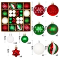 Classic red, green, and white Christmas ornament set with 6cm and 3cm assorted baubles - Red Green White