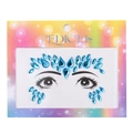 Blue rhinestone face jewels stickers for forehead and eyes in retail packaging - Style DE-10-1 / Blue