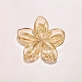 Detailed view of amber acrylic plumeria hair claw clip with golden metal spring - Transparent 8cm