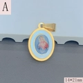 Detail view of oval Guadalupe religious pendant in gold finish with 14x21mm dimensions - Style A-Immaculate Heart of Mary