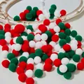 200pcs red white green Christmas pom poms 1.5cm for festive DIY holiday crafts - Red White Green (1.5cm, 200pcs/pack)