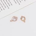 Connettore gioielli fai-da-te a forma di cuore dorato con zirconi micro-pavimentati - 17# Cuore Doppio Occhiello (7*12mm)
