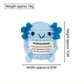 Handmade blue knitted axolotl plush with motivational card, 7cm height crochet toy - Blue Axolotl