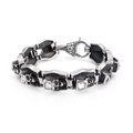 Herren Totenkopf-Armband aus Vintage-Stahl mit quadratischen klaren Kristallen - Quadratischer Zirkonia Totenkopf Stil (KB122865-BDJX)