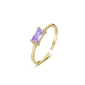 925 sterling silver gold-plated ring with rectangular light purple gemstone - Light Purple