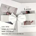White elastic wide waist belt for women with large rhinestone bowknot detail - Style D (Rhinestone) / White