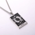 Vintage stainless steel square pendant necklace featuring silver Pisces zodiac design - Pisces / Steel