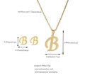 Detailed size specifications for the gold B-shaped stainless steel necklace and earrings - Letter B / Gold