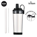 850ML Tritan Boba cup with magnetic handle, wide straw and cleaning brush in black - 850ml / Black