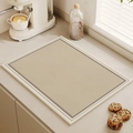 Minimalist beige kitchen drying mat with dark border on a modern countertop - Minimalist Brown Gray
