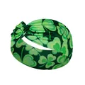 St. Patrick's Day sport headband with dark green clover pattern and twist knot - FC11-16 Emerald Clover